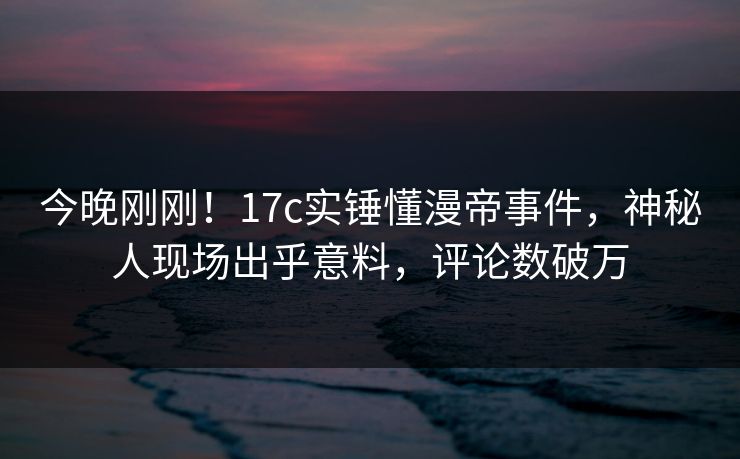 今晚刚刚！17c实锤懂漫帝事件，神秘人现场出乎意料，评论数破万