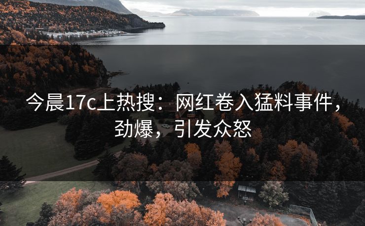 今晨17c上热搜：网红卷入猛料事件，劲爆，引发众怒