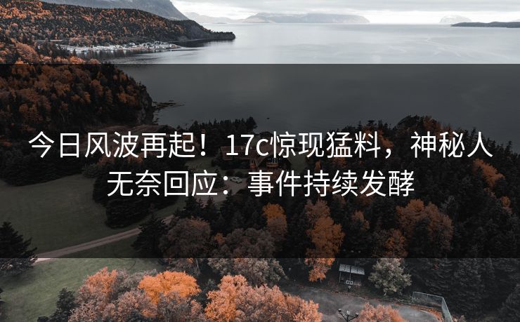 今日风波再起！17c惊现猛料，神秘人无奈回应：事件持续发酵