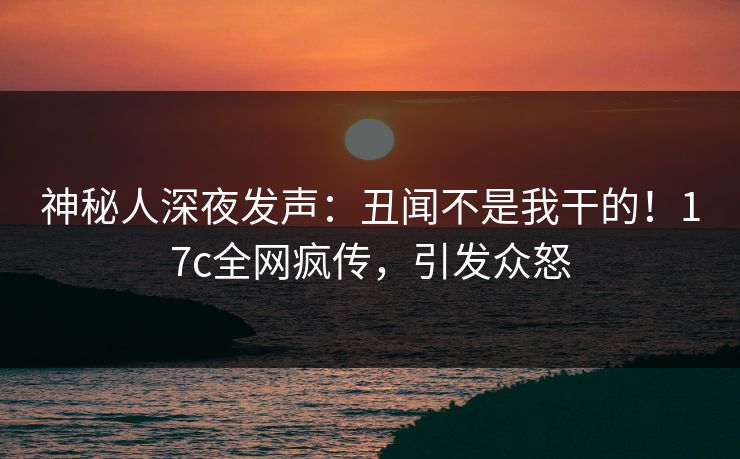 神秘人深夜发声：丑闻不是我干的！17c全网疯传，引发众怒